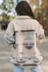 Western Aztec Print Sherpa Splicing Buttoned Flap Pocket Coat